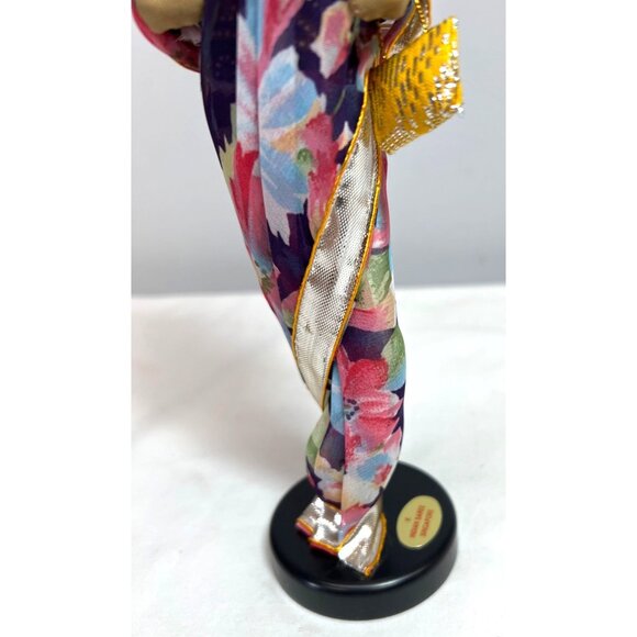 Handcrafted Indian Doll In Floral Saree With Beaded Jewelry & Yellow Purse On St - Picture 3 of 5